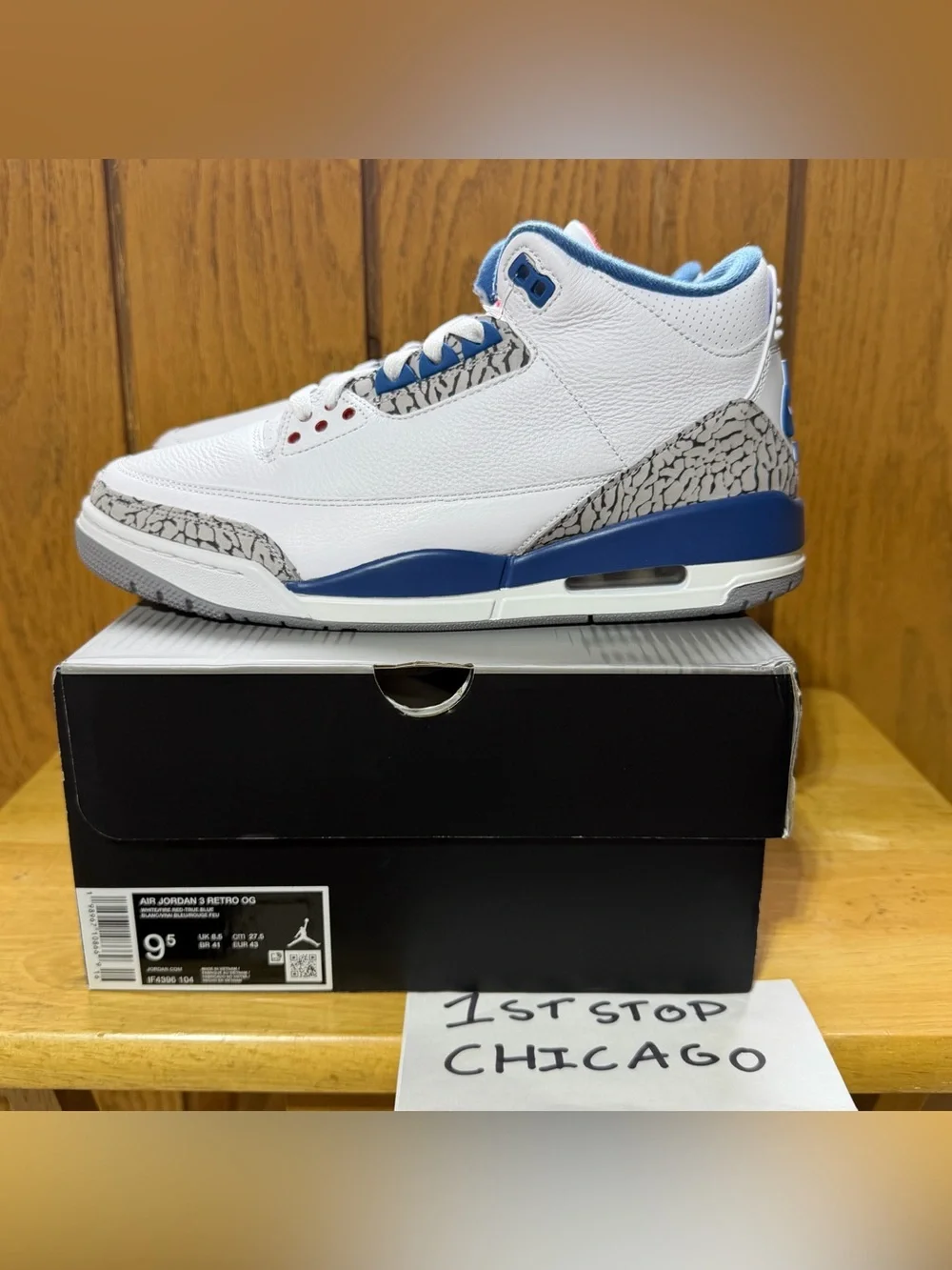 Nike Air Jordan 3 True Blue 2026 White Red Blue Mens Size 9.5 Authentic AJ3 NEW